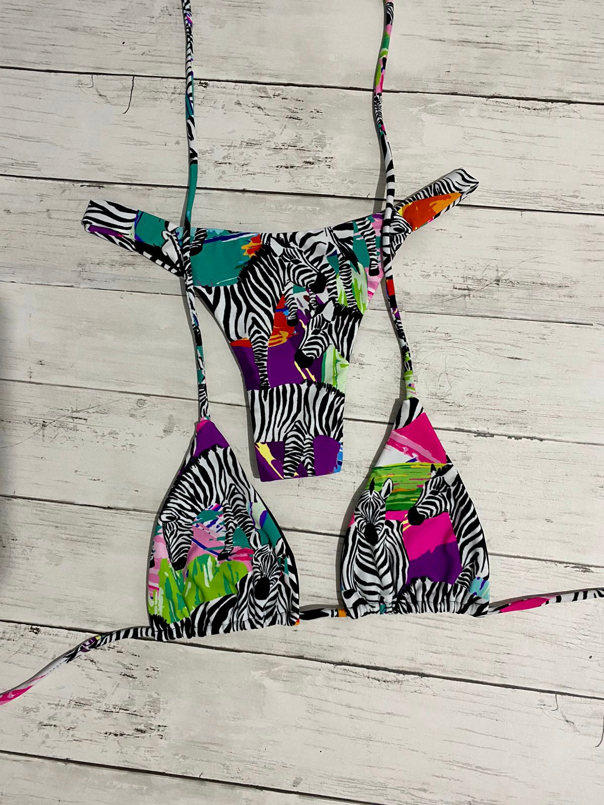 Neon Zebra Two Piece Swimwear