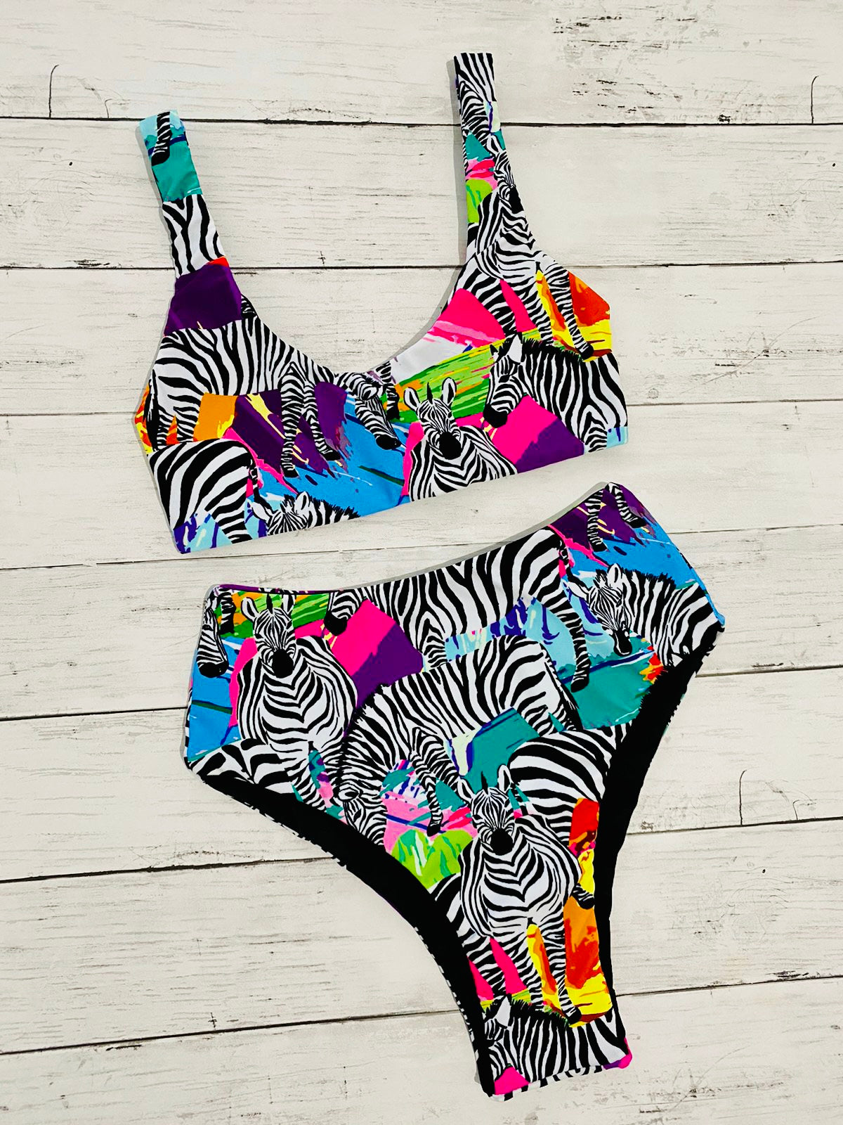 Wild Life Zebra Two Piece Swimwear