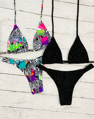 Neon Zebra Two Piece Swimwear